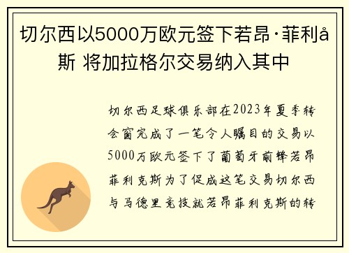 切尔西以5000万欧元签下若昂·菲利克斯 将加拉格尔交易纳入其中